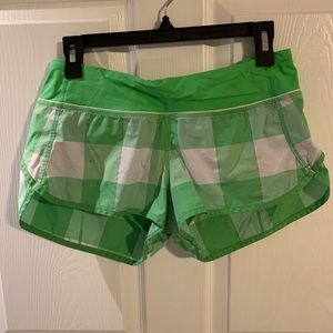 Lululemon running shorts. Green/white Sz 6
